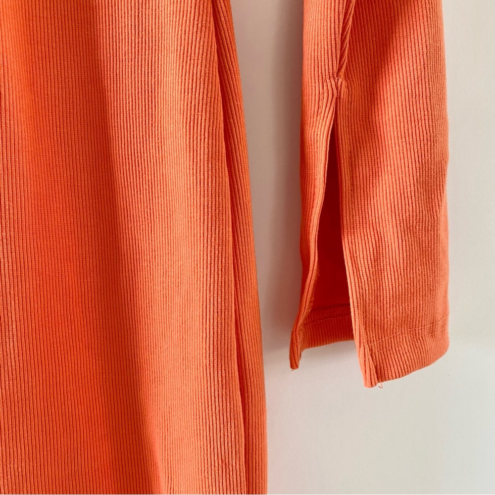 NWT Missguided Cut Out Long Sleeve Rib Bodycon Midi Dress Orange 2 - Picture 8 of 16